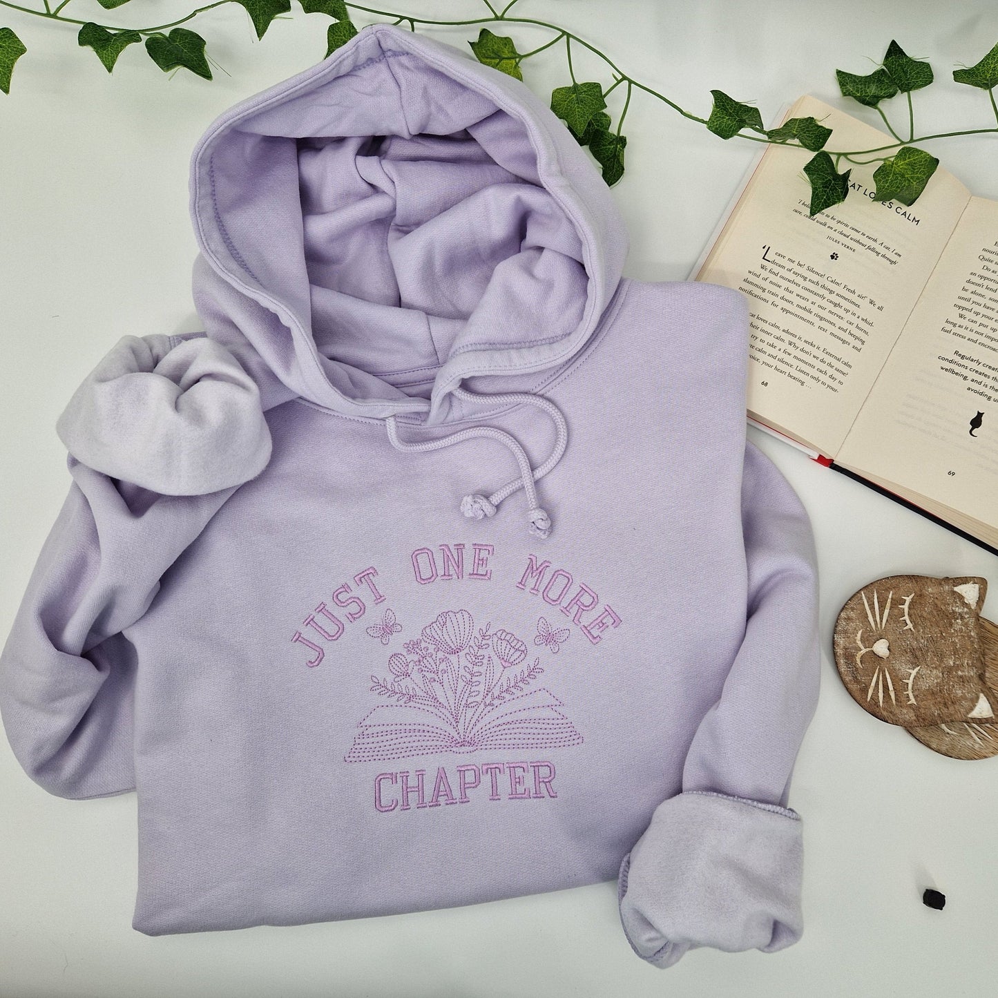 One more chapter hoodie with self coloured embroidery