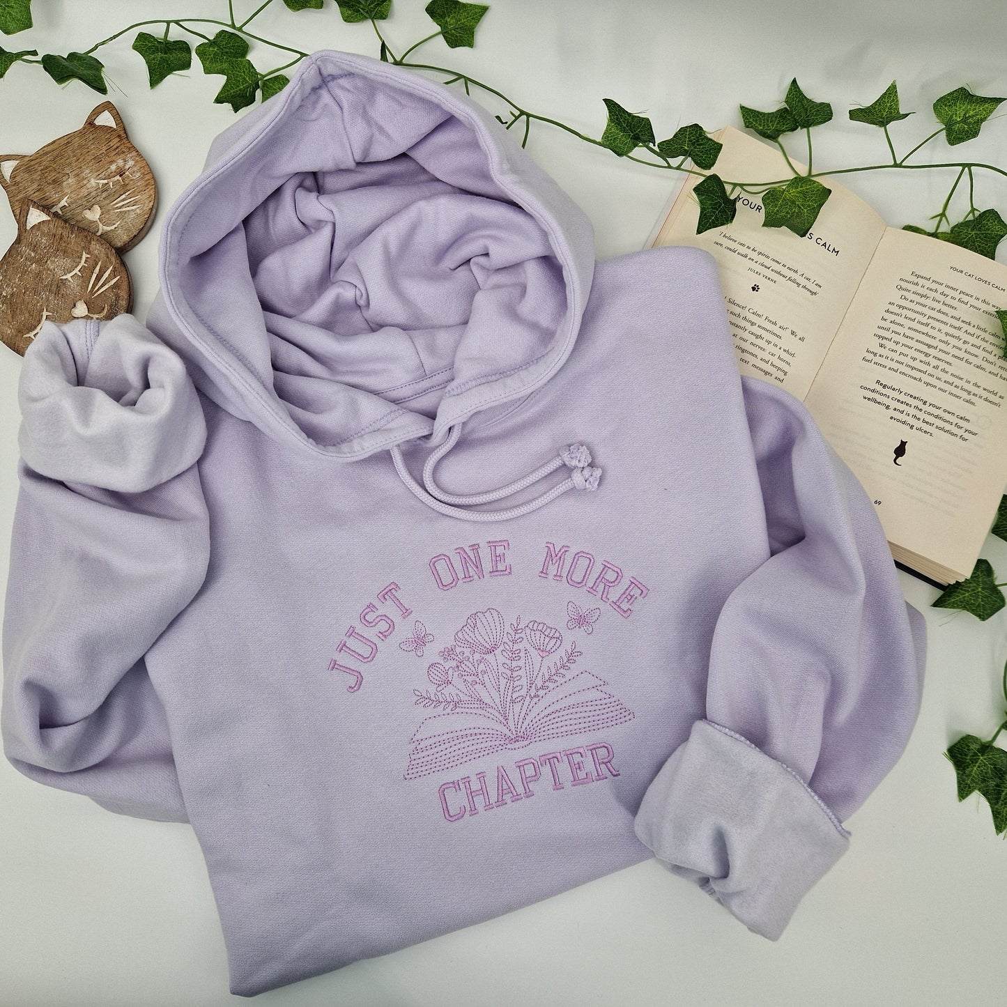 One more chapter hoodie with self coloured embroidery