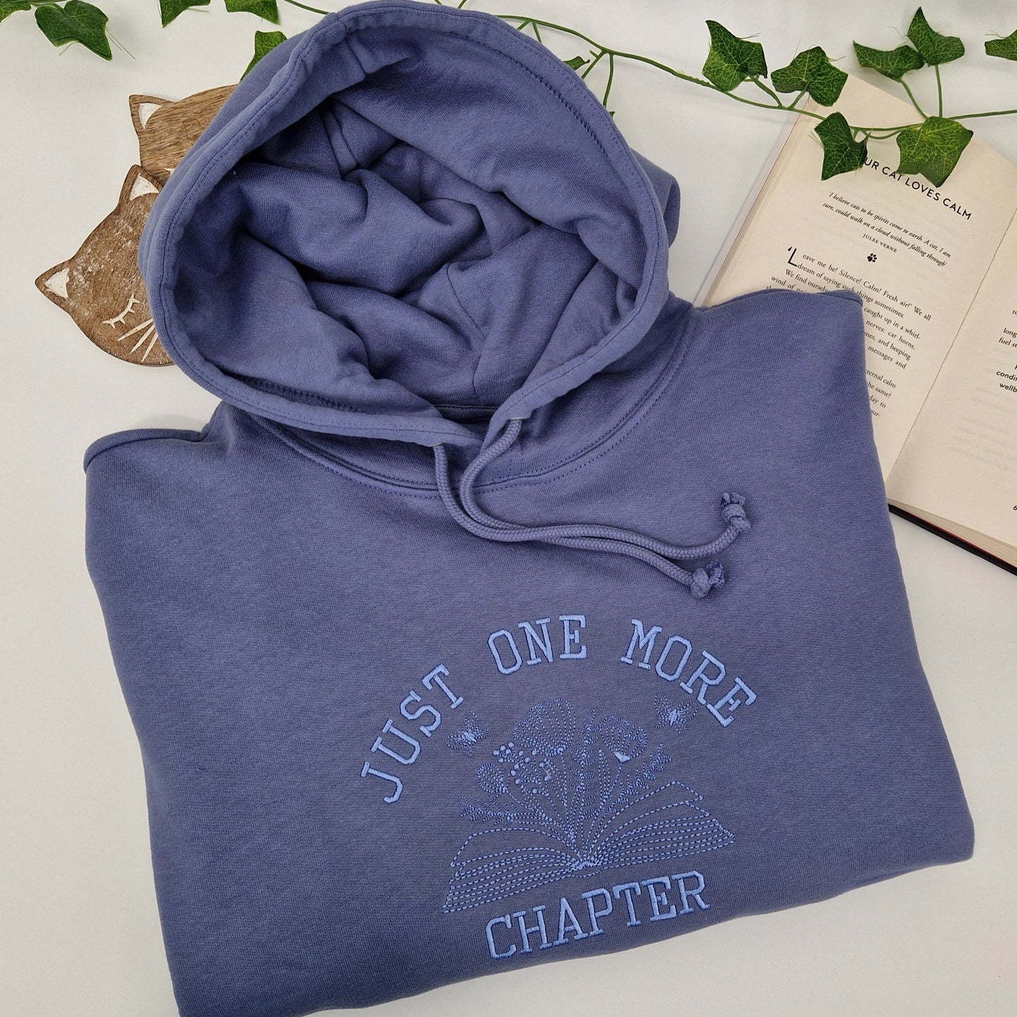 One more chapter hoodie with self coloured embroidery