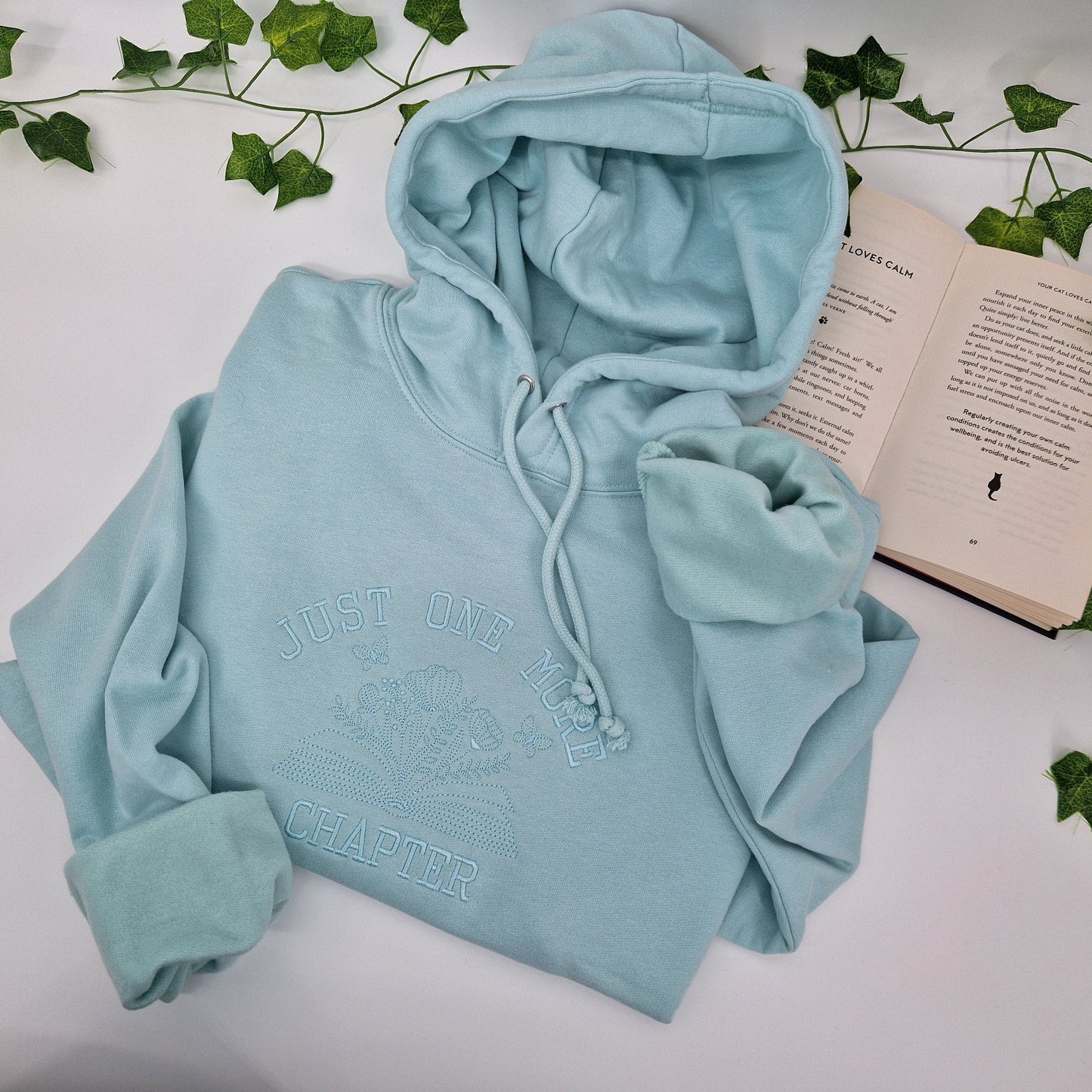 One more chapter hoodie with self coloured embroidery