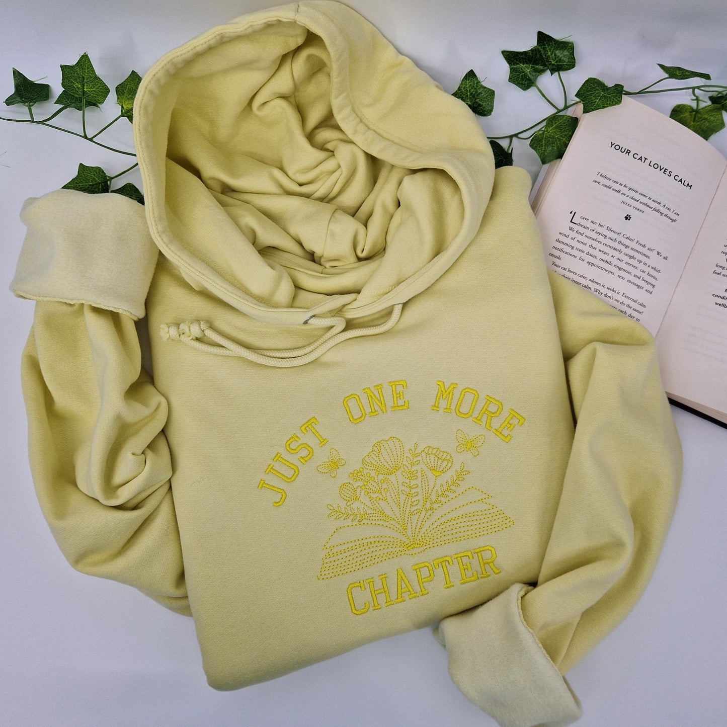 One more chapter hoodie with self coloured embroidery