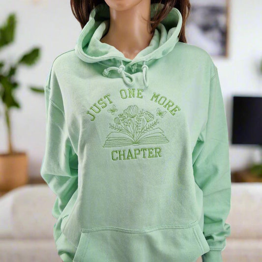 One more chapter hoodie with self coloured embroidery